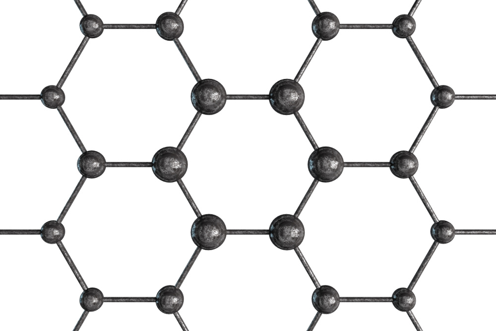 Nanostruktur mit durch Kugeln verbundenen Stäben.