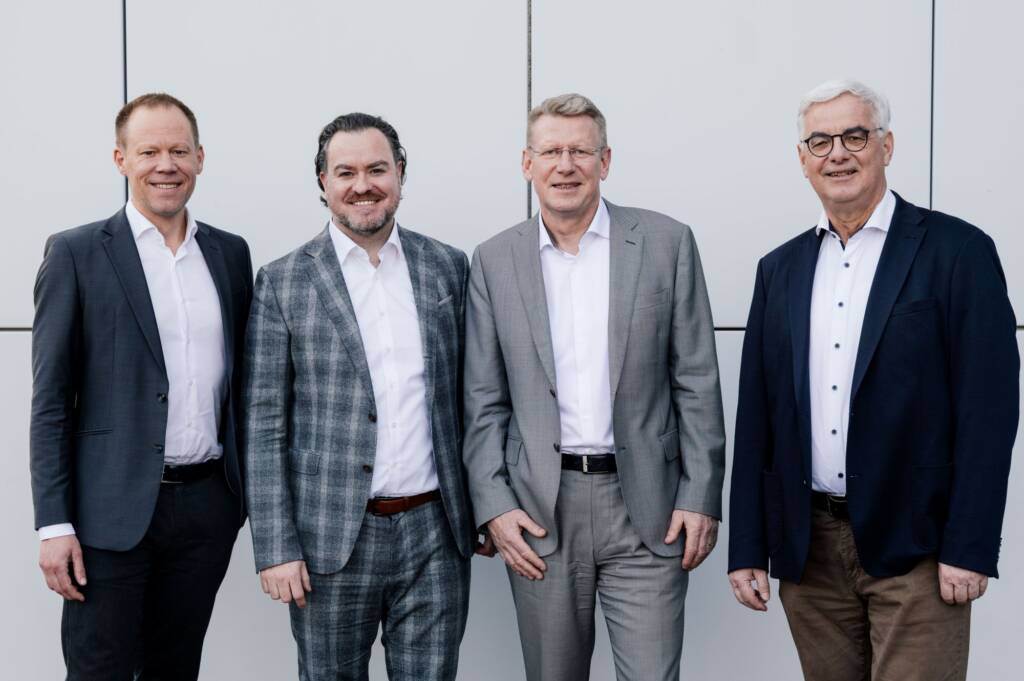 Die gemeinsame Geschäftsführung von Loba und Wakol (von links): Mario Probst, Martin Eichel, Dr. Martin Schäfer und Steffen Acker.