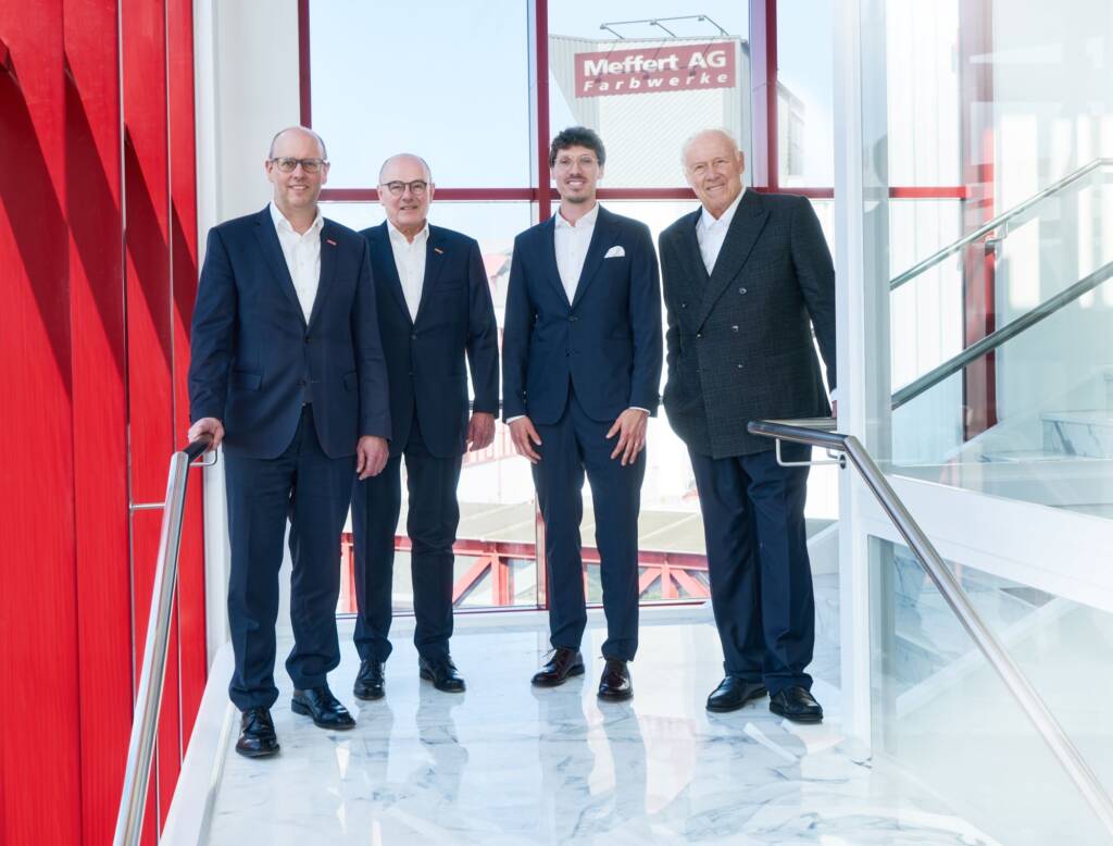 v.l.n.r.: Thorsten Stoffel (CFO), Dieter Meffert (CTO), Benedikt Merz (COO) und Klaus Meffert (CEO).