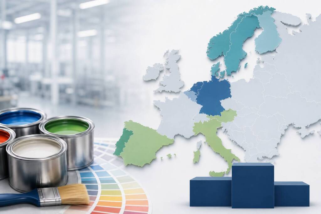Wie verteilen sich die Top 25 der europäischen Lackhersteller nach Ländern?